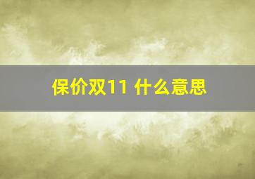 保价双11 什么意思